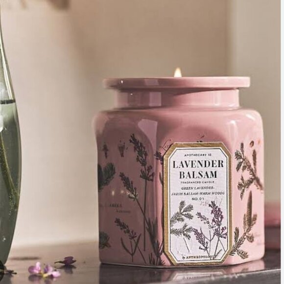 Anthropologie Apothecary 18 Fresh‎ Lavender Balsam Ceramic Jar Candle NWT - Picture 1 of 3